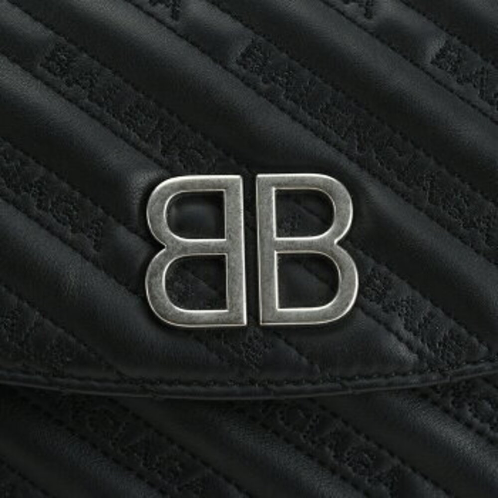 Balenciaga Round Chain Shoulder Bag Crossbody Bag black leather logo - Picture 7 of 8